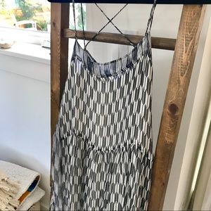 Black and white 100% Soie Silk Midi-maxi Dress